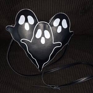 Black Ghost Heart-Shaped Crossbody Bag
